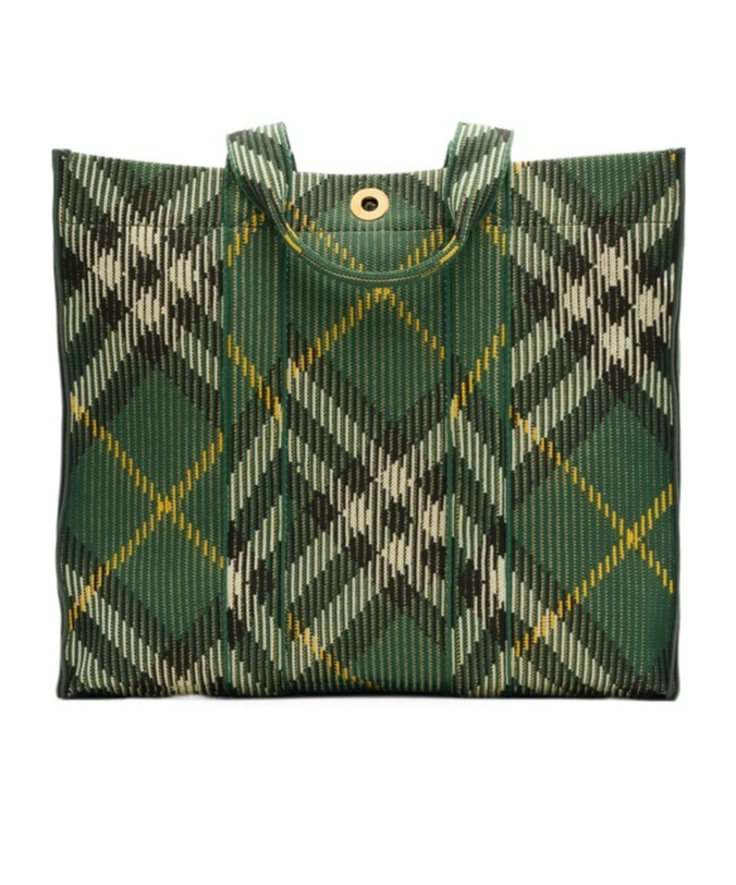 BURBERRY MEDIUM CHECK KNITTED TOTE BAG