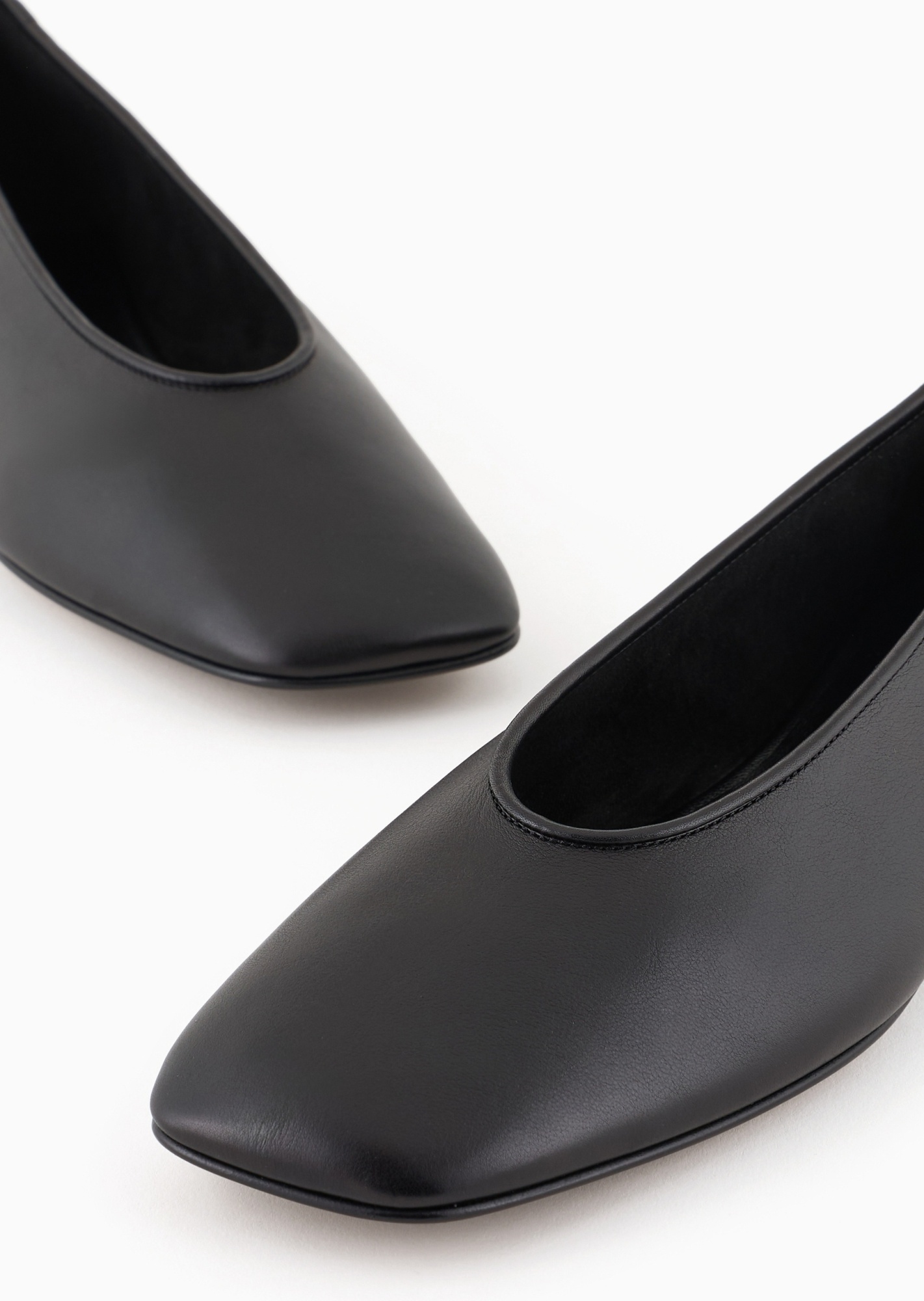 Shop Giorgio Armani Square Toe Ballet Flats In Black