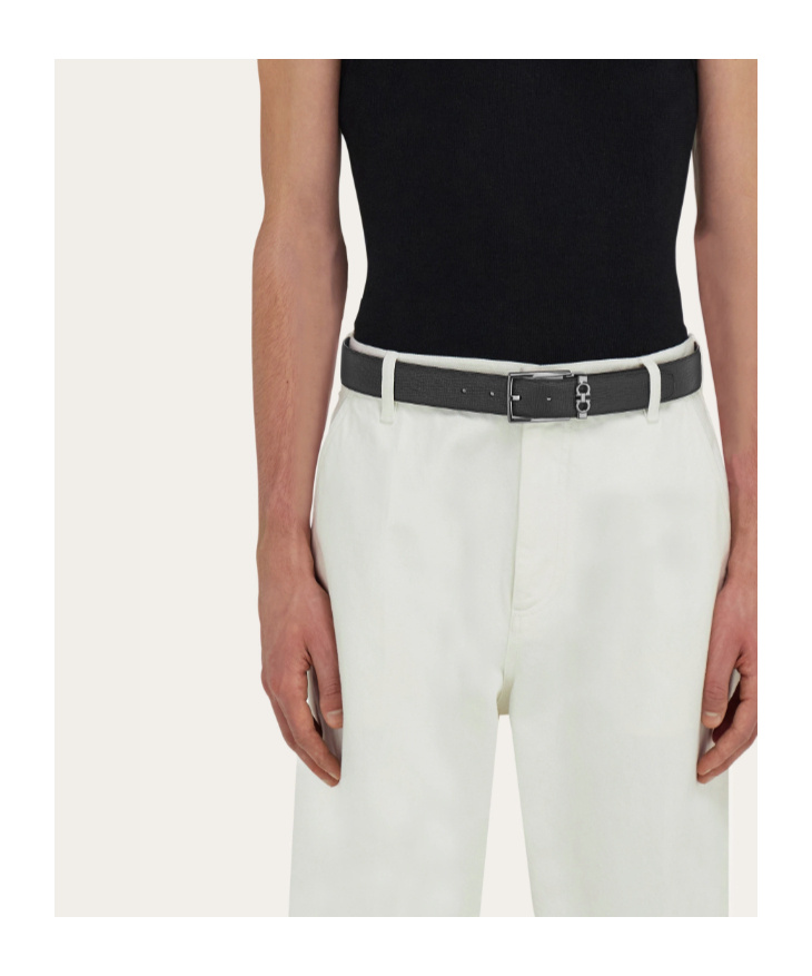 Ferragamo Gancini Reversible Adjustable Belt In Green