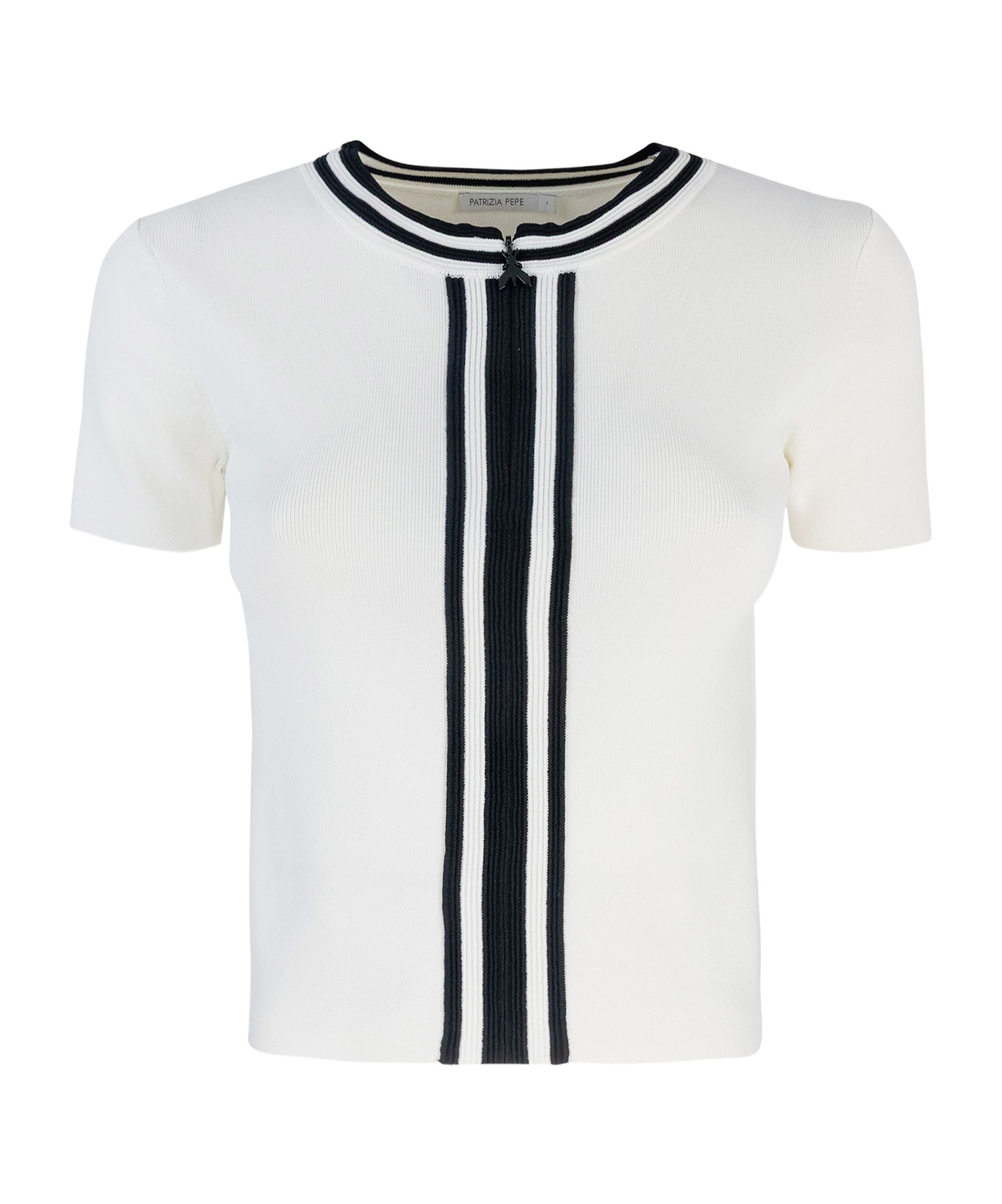 Patrizia Pepe Striped Zip-up T-shirt