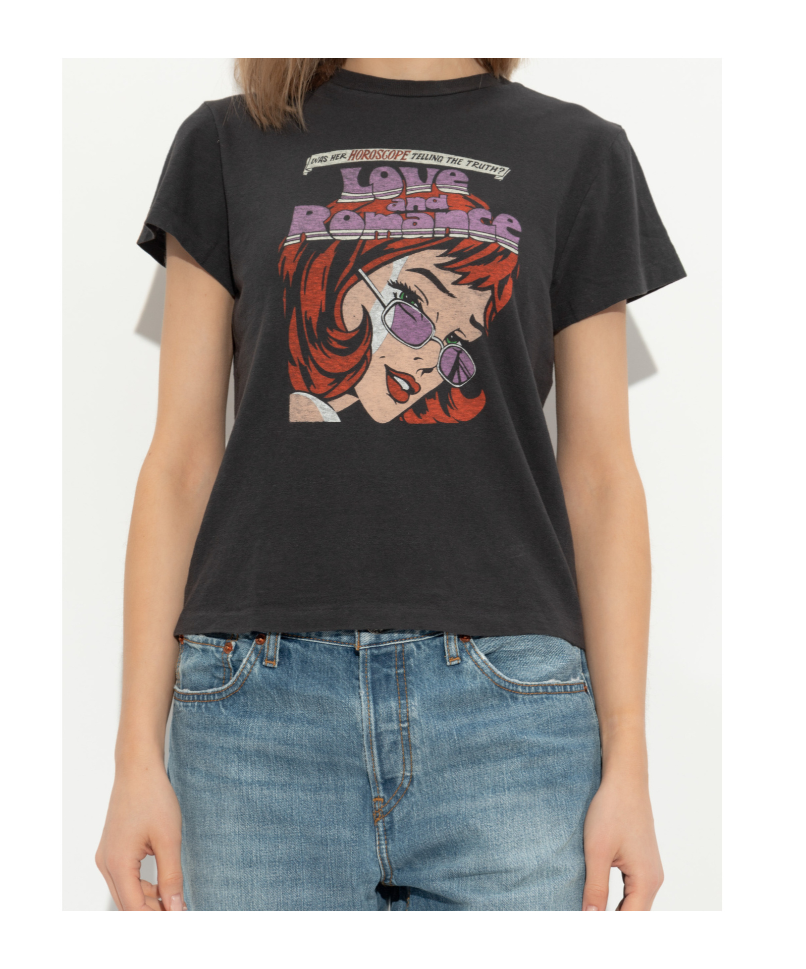Re/done Graphic Print T-shirt Romance In Black