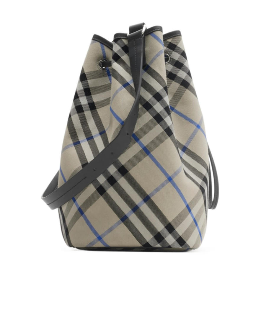 Burberry Medium Check Bucket Bag In Lichen Color