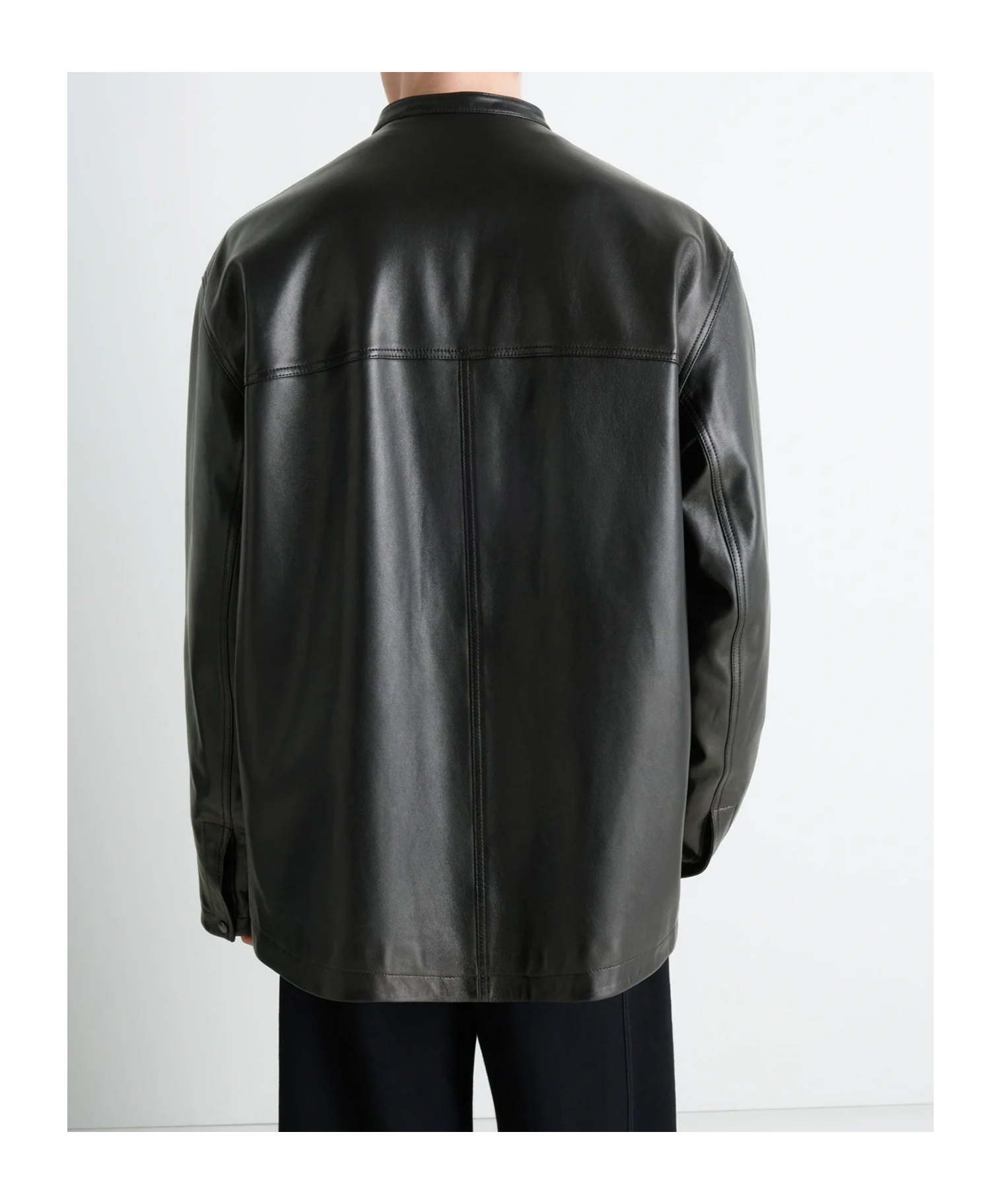 Lemaire Snap-closure Patch-pocket Leather Overshirt In Black