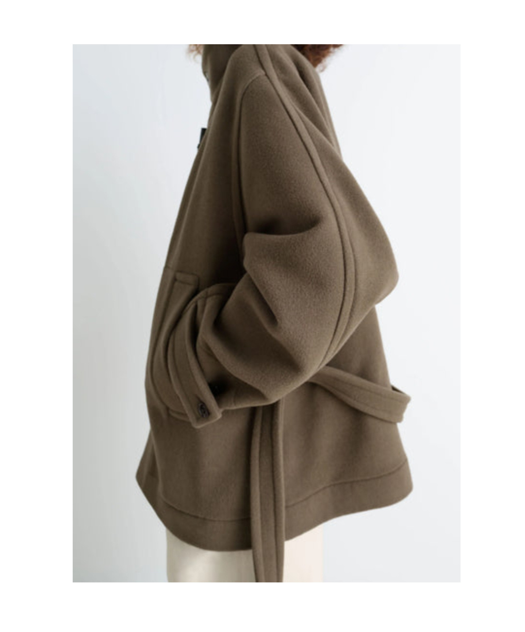 Lemaire Cropped Duffle Coat Jacket In Brown
