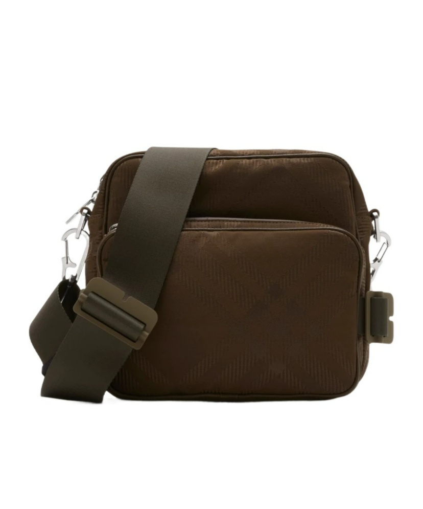 Burberry Checked Jacquard Crossbody Bag In Black