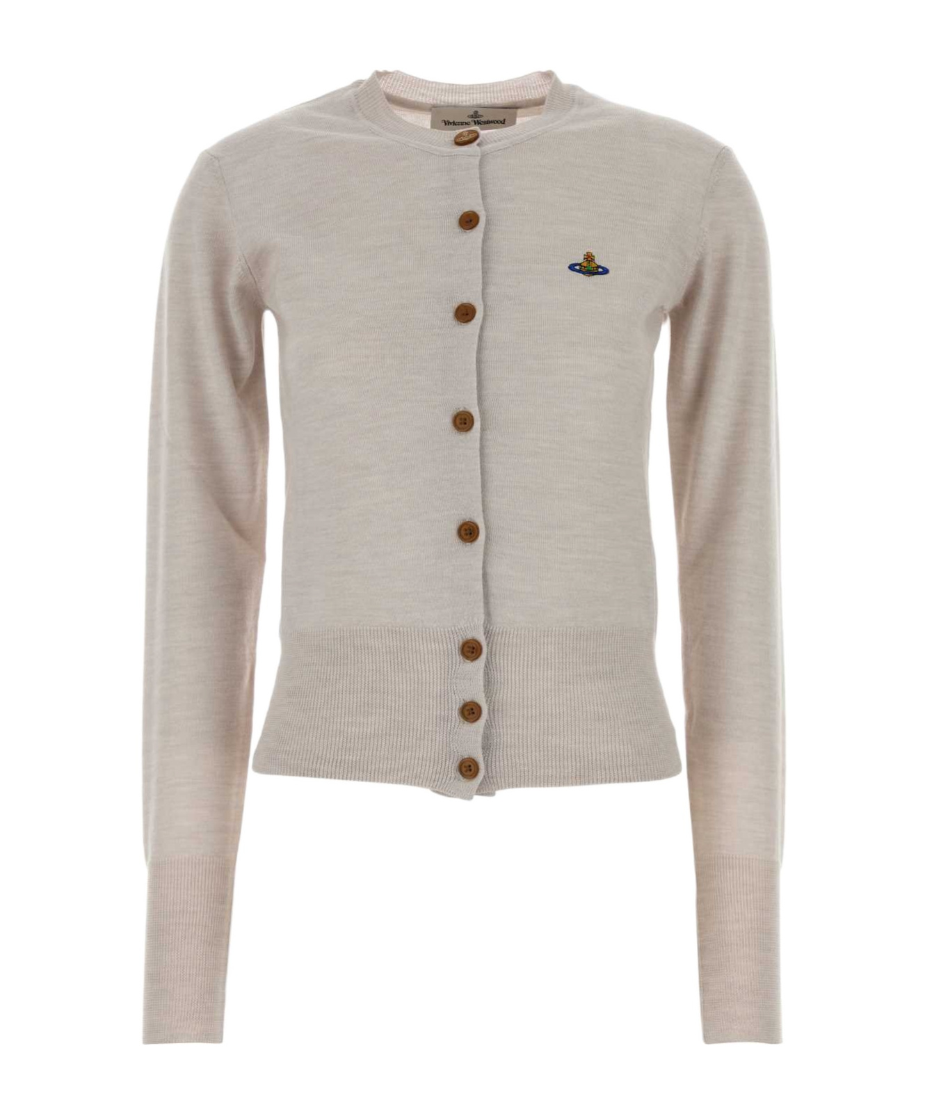 Vivienne Westwood Orb-embellished Virgin-wool Cardigan In Gray