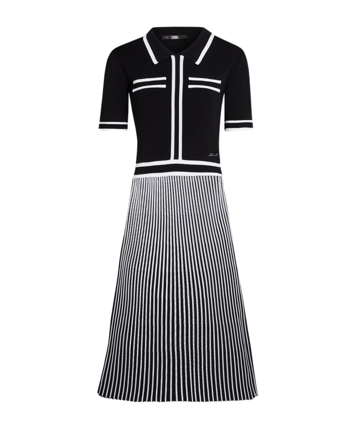 Shop Karl Lagerfeld Essential Pleated Knitted Dress In Black