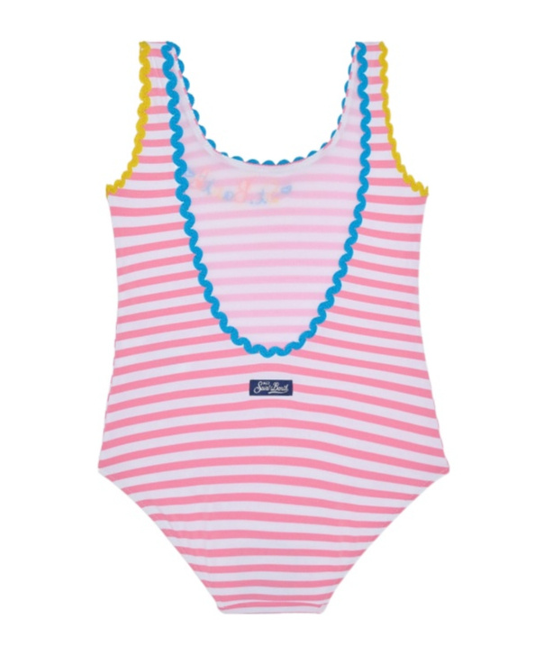 Mc2 Saint Barth Girl One Piece Swimsuit With Embroidery In Multi