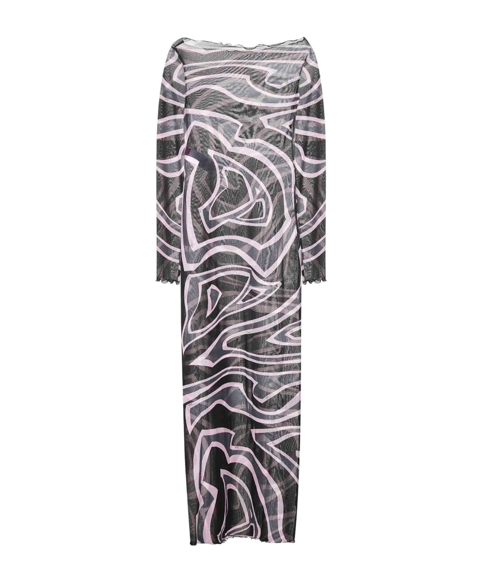 Pucci Labirinto Print Long Tulle Dress In Black