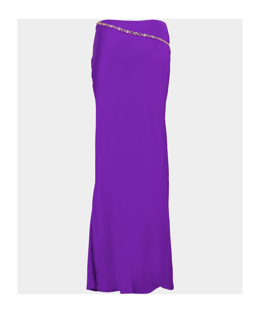 Rabanne Satin Long Skirt W/chain In Purple