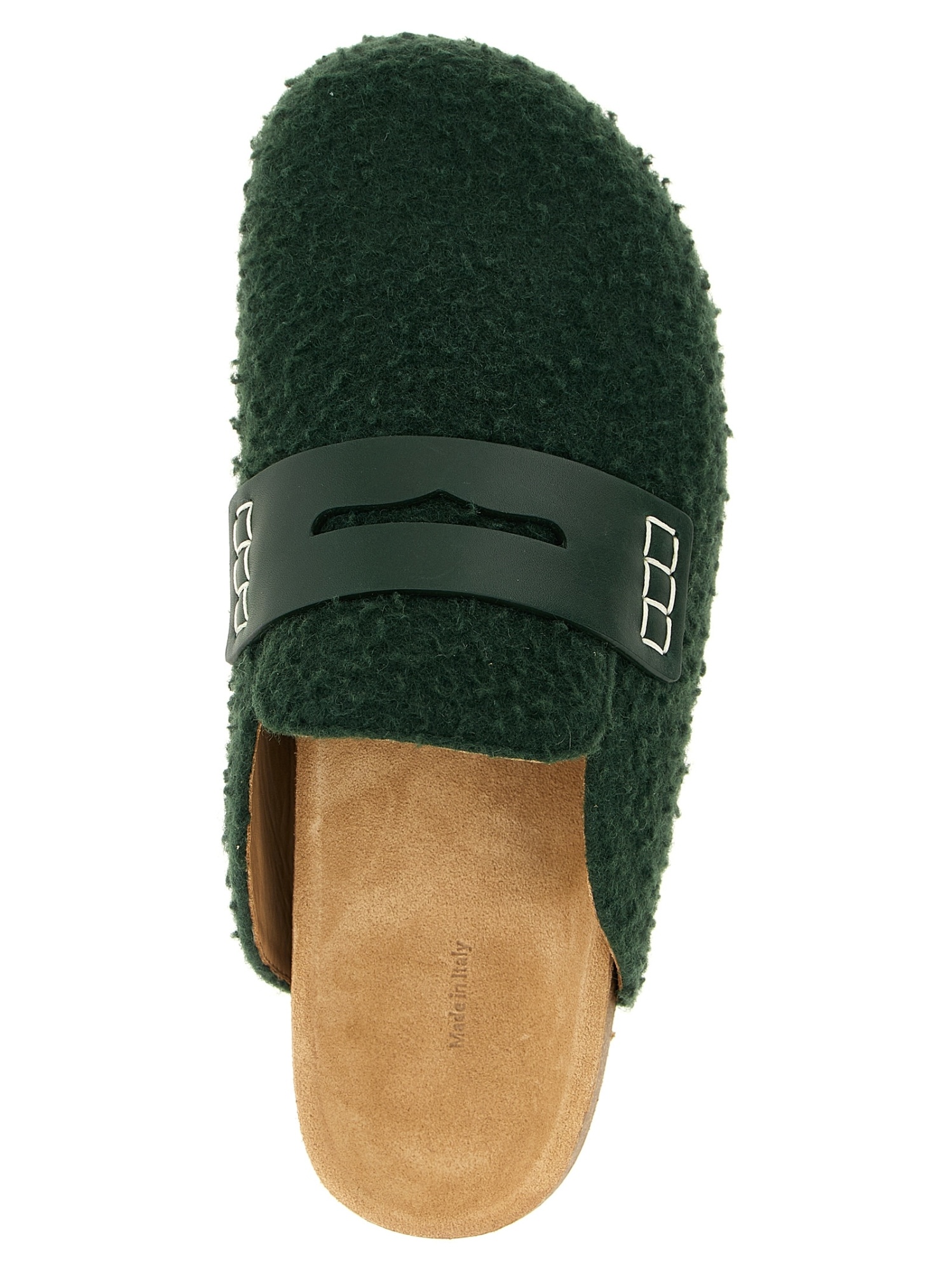 Jw Anderson Felt Loafer Mules In Green