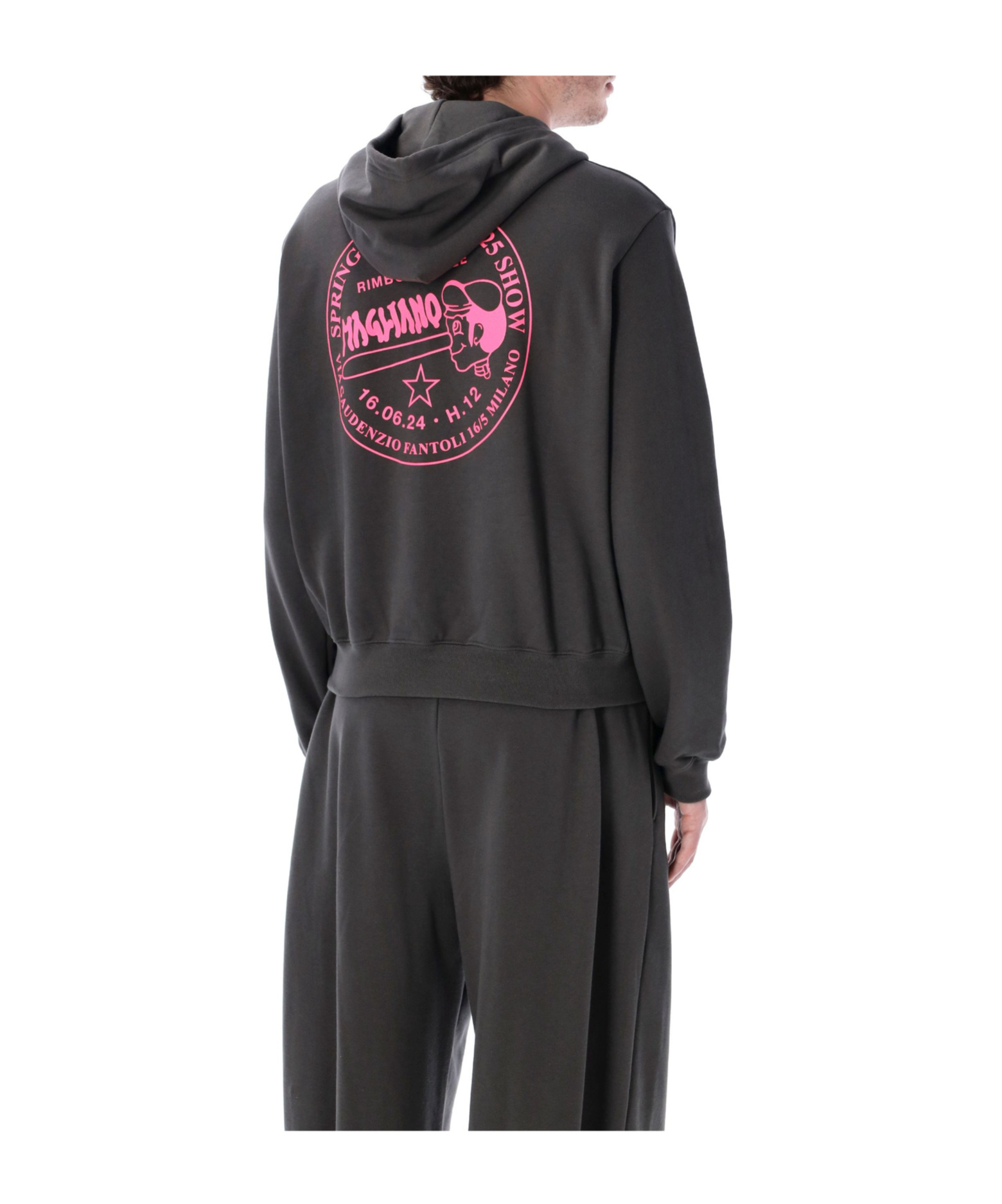 Magliano Graphic Print Hooded Fleece In Black