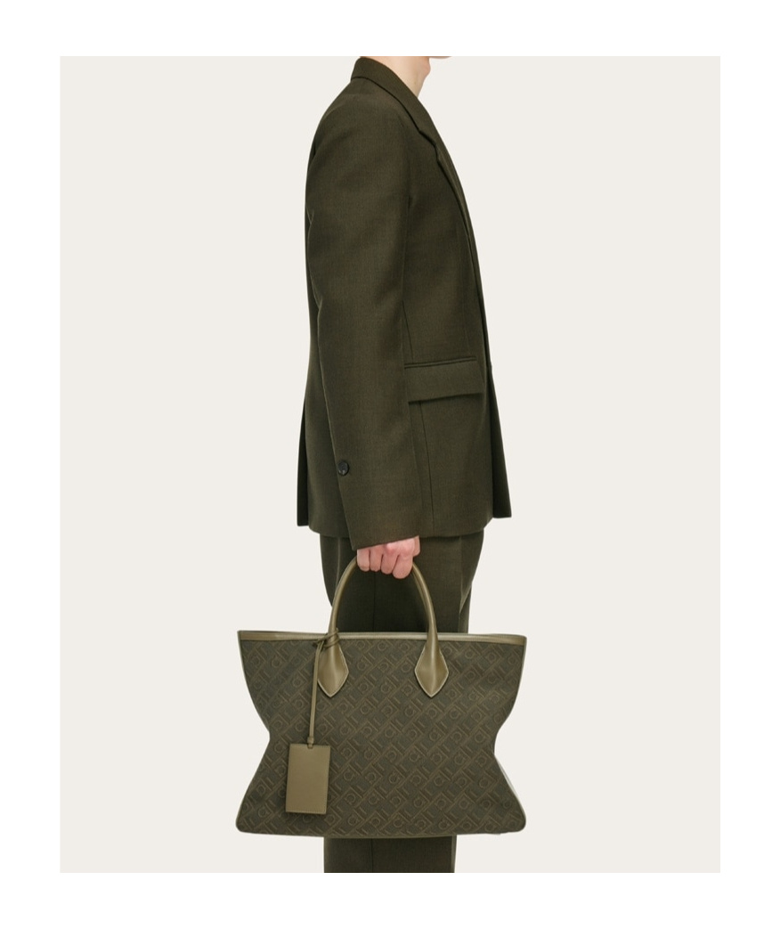 Shop Ferragamo Jacquard Shoulder Bag In Black