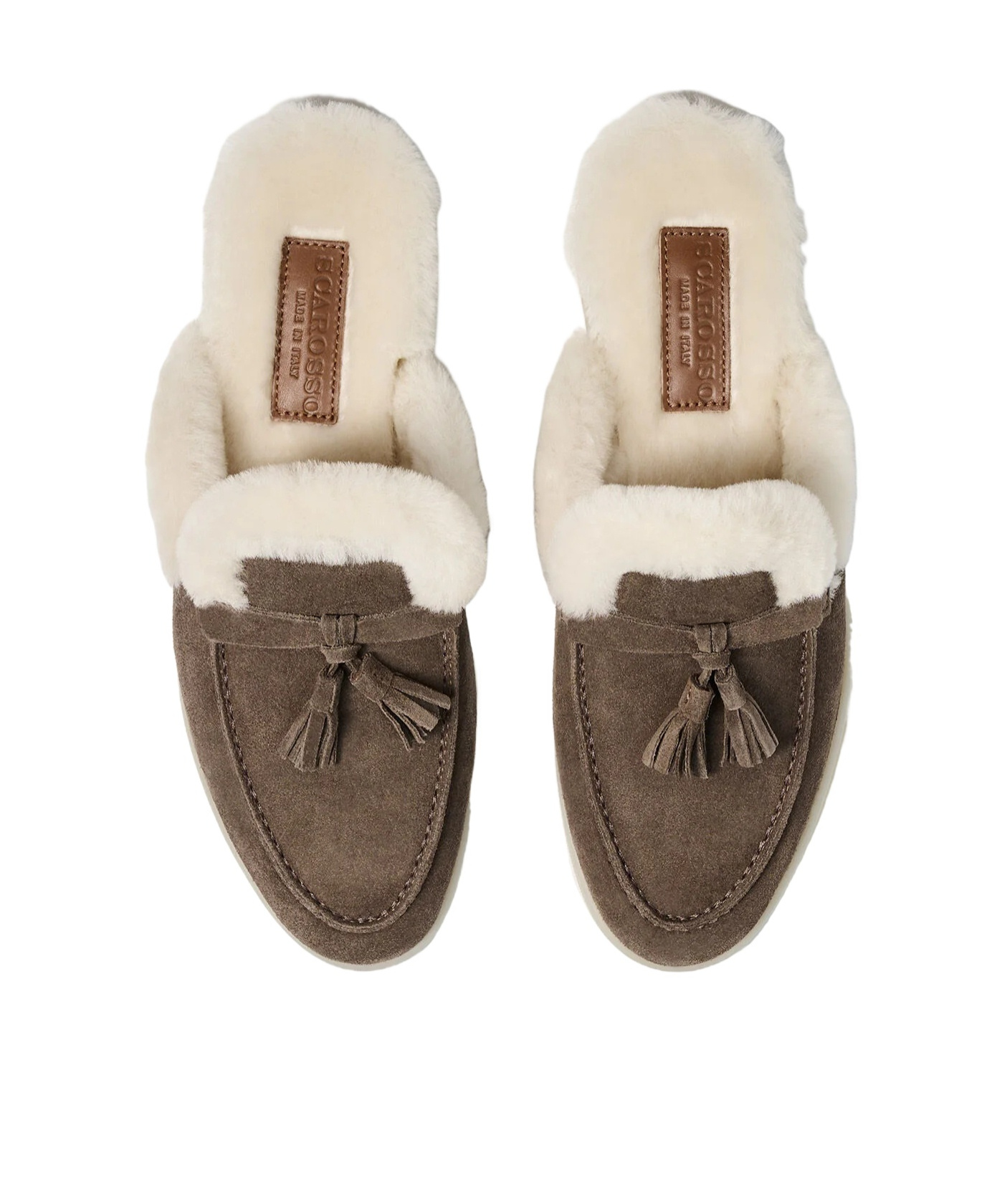 Scarosso Lucrezia Shearling Slip-on Mules In Brown