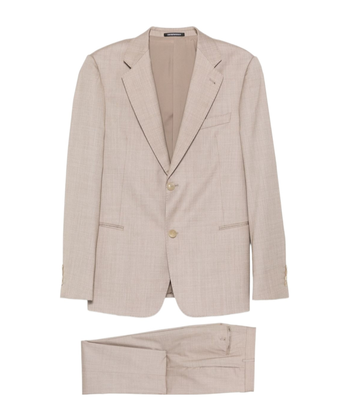 Emporio Armani Tailored Single-breasted Suit Featuring Pockets In Neutral