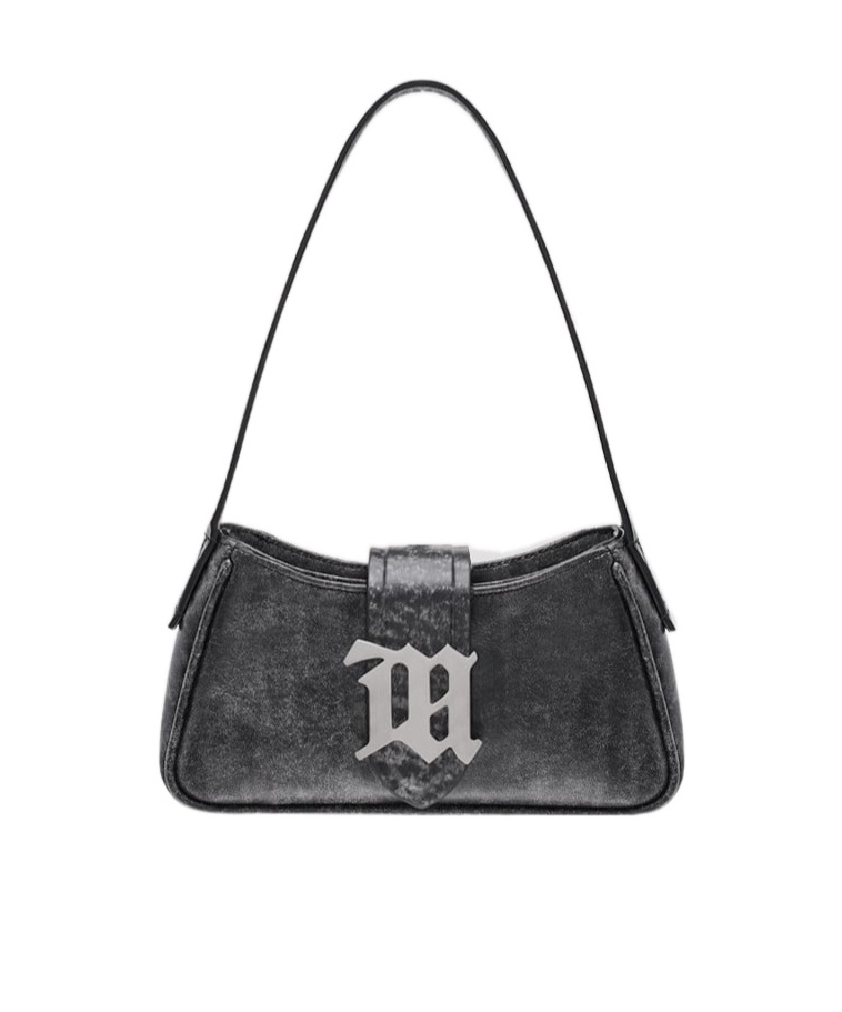 Misbhv Slogoo Plaque Zipped Shoulder Bag In Black