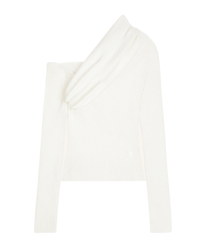 Courrèges Logo-embroidered Ribbed Jumper In White