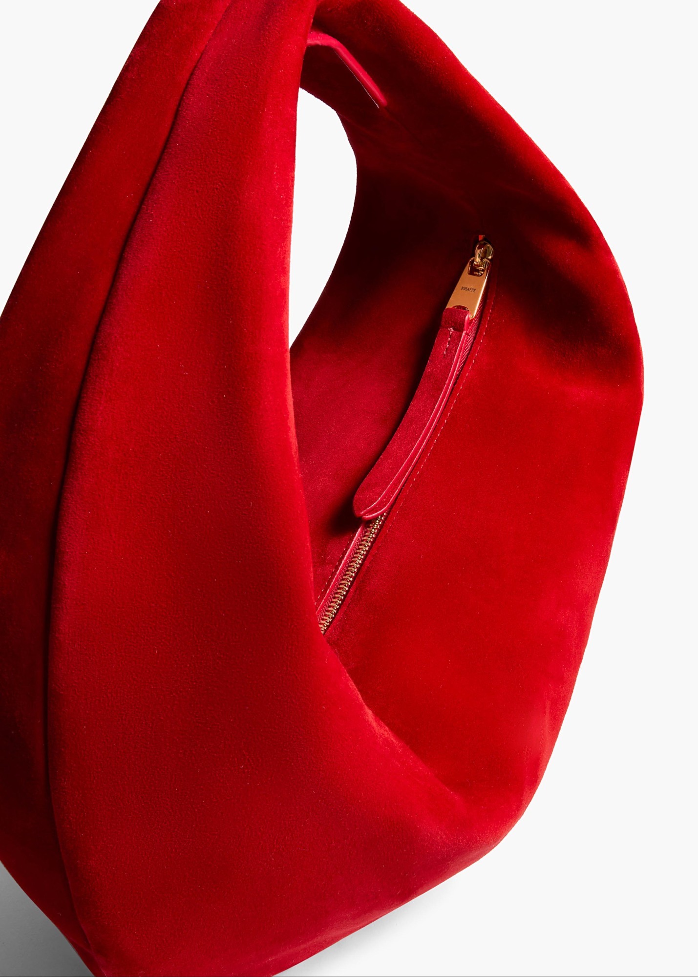 Khaite Medium Olivia Hobo Bag Rebel Red Suede In Red