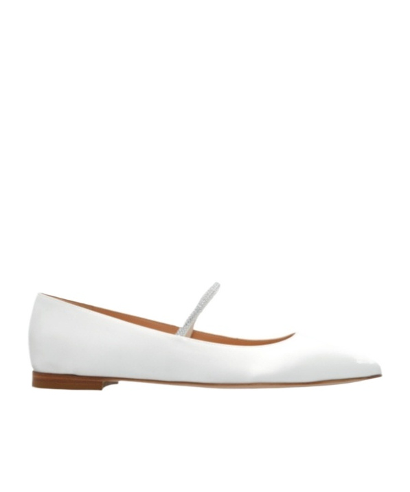 Gianvito Rossi Pointed-toe Flat Ballerina Shoes In White