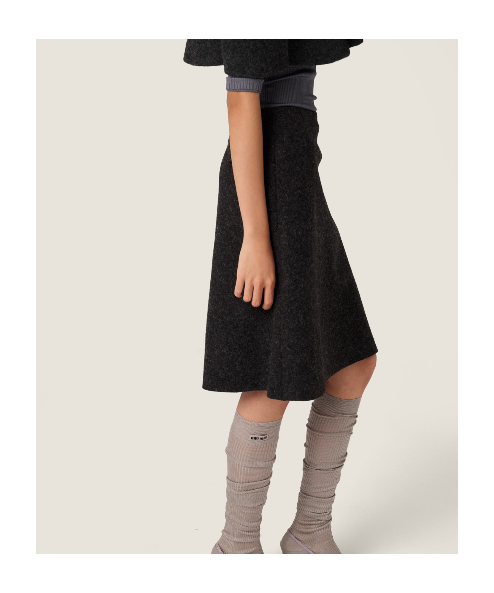 Miu Miu Shetland Wool Skirt In Gray