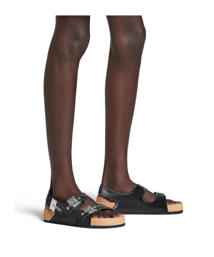 Balenciaga X Scholl Leather Sandals In Black