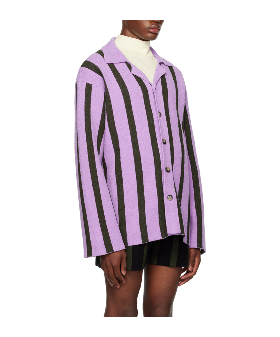 Nanushka Almar Striped Terry-cloth Shirt In Purple