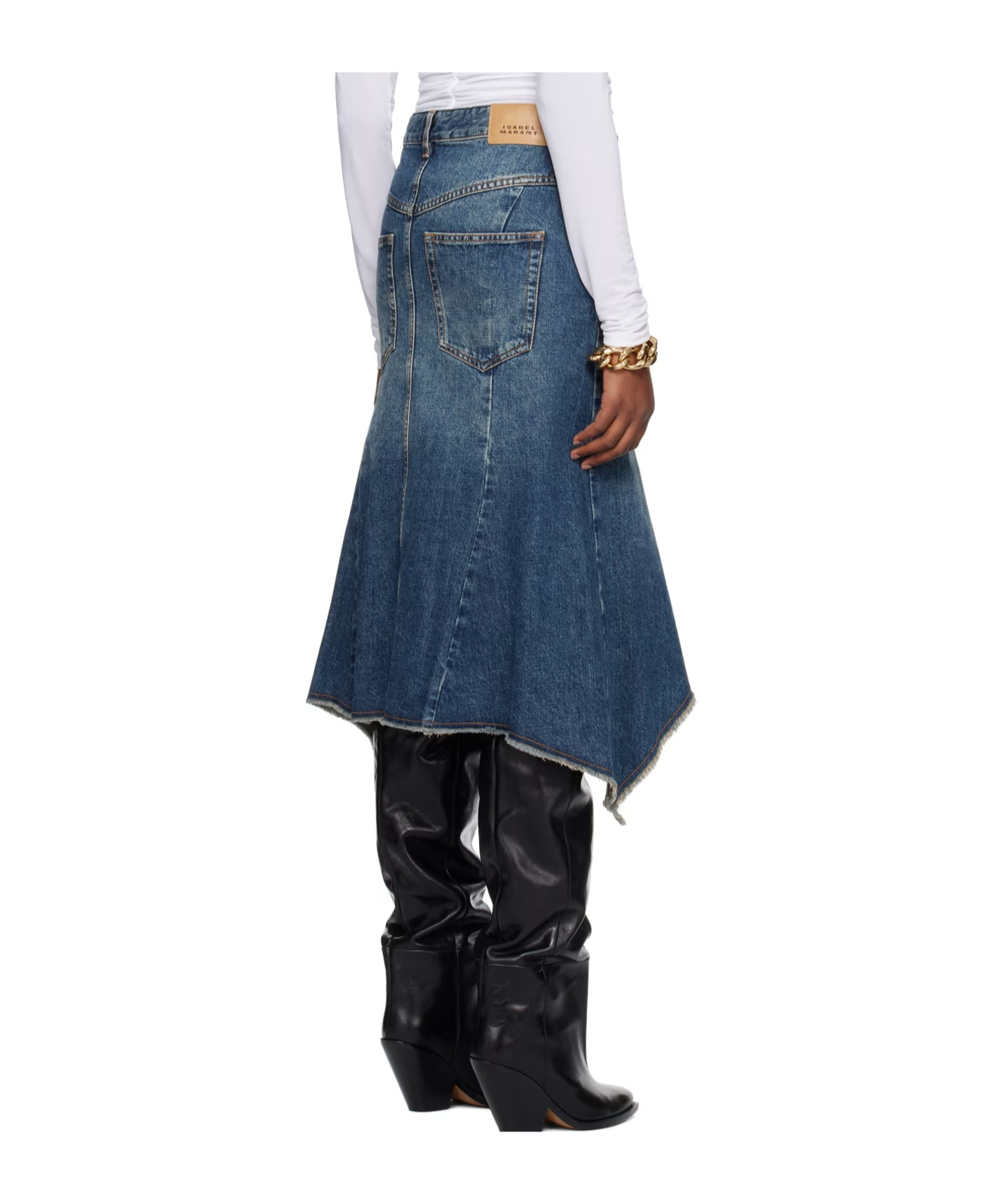 Shop Isabel Marant Nyda Belt Ring Denim Skirt In Blue