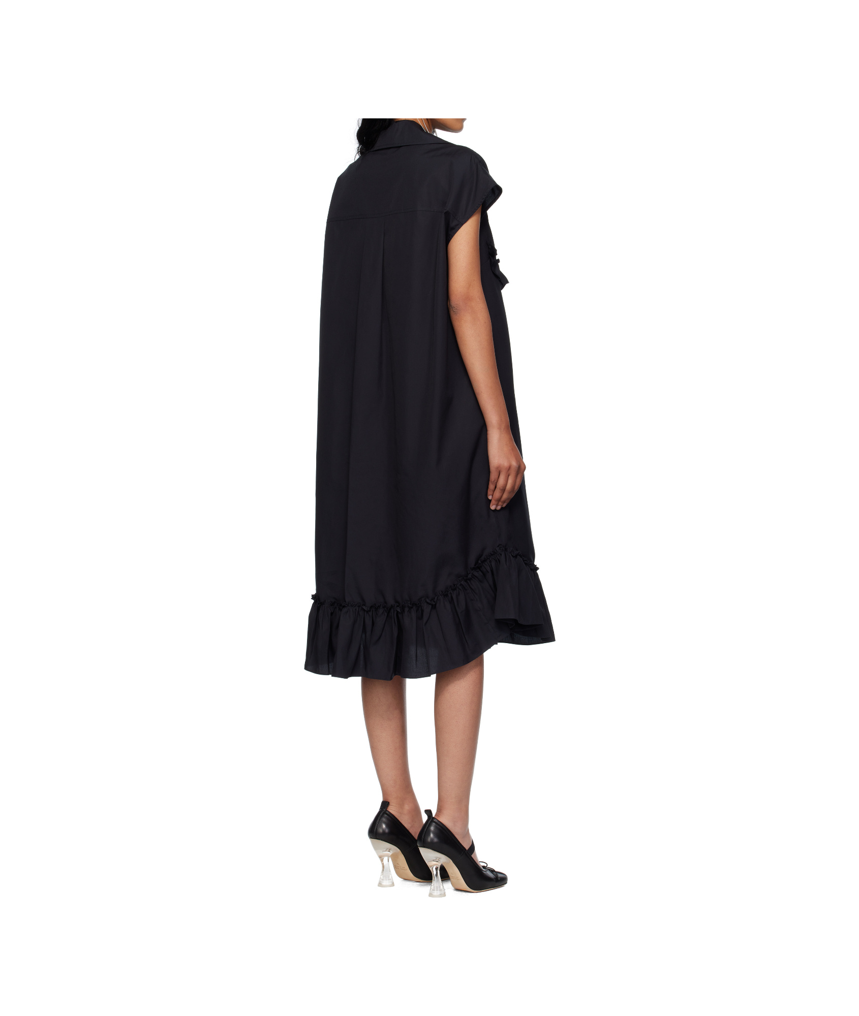Simone Rocha Black Sleeveless Ruffle Bust Detail Midi Dress In Black