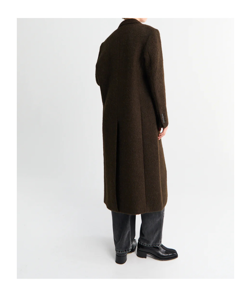 Dunst Brown 3 Button Boucle Wool Coat In Brown