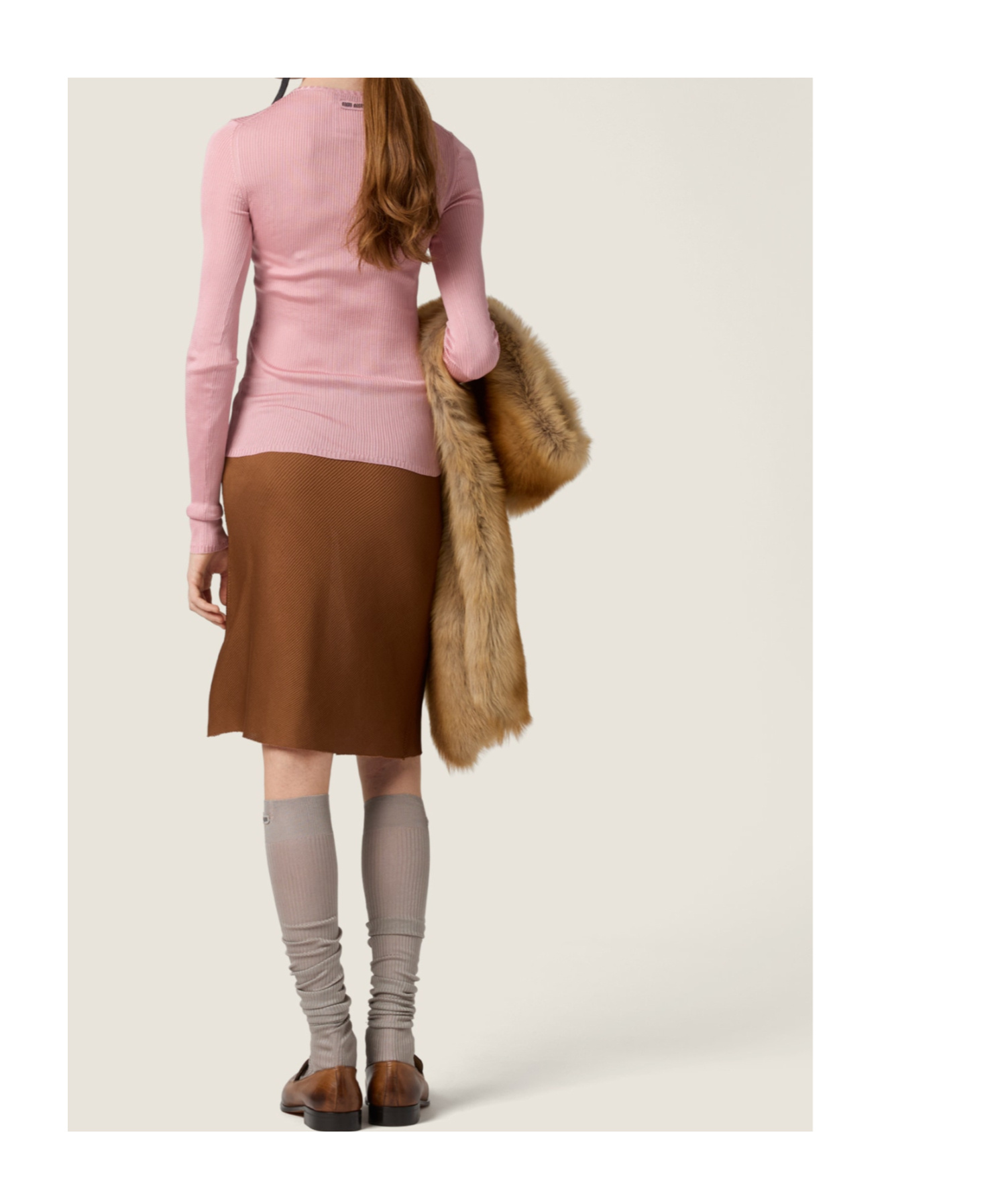 Miu Miu Silk V-neck Sweater In Pink