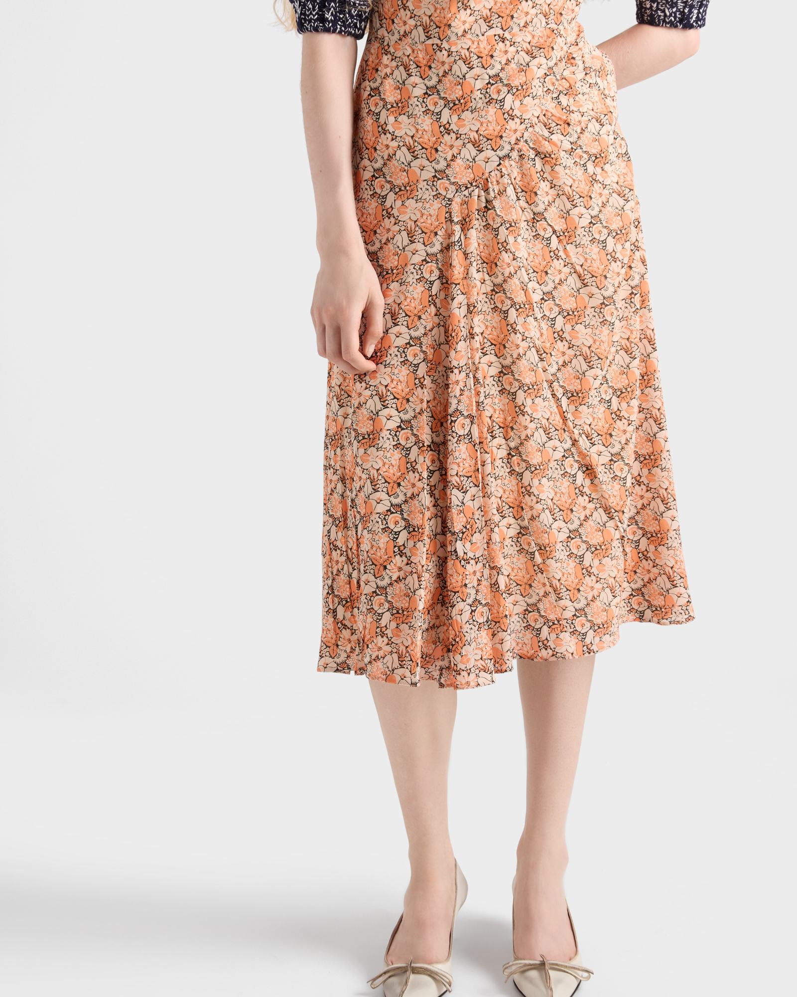 Prada Printed Georgette Dress In Brown