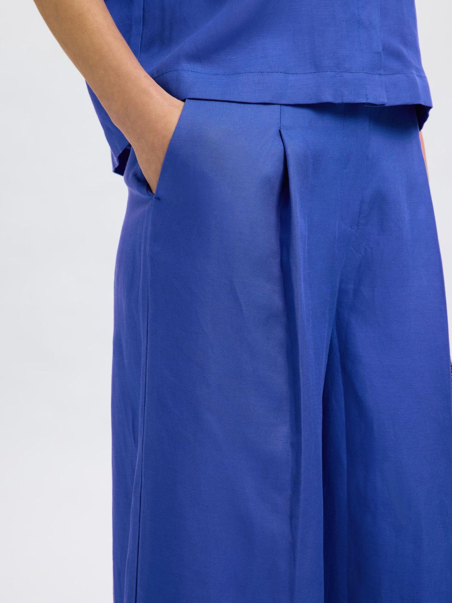 Selected High-waisted Wide-leg Casual Pants In Blue