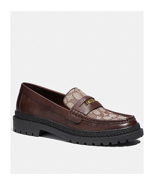 Coach Monogram Jacquard Loafers In Black