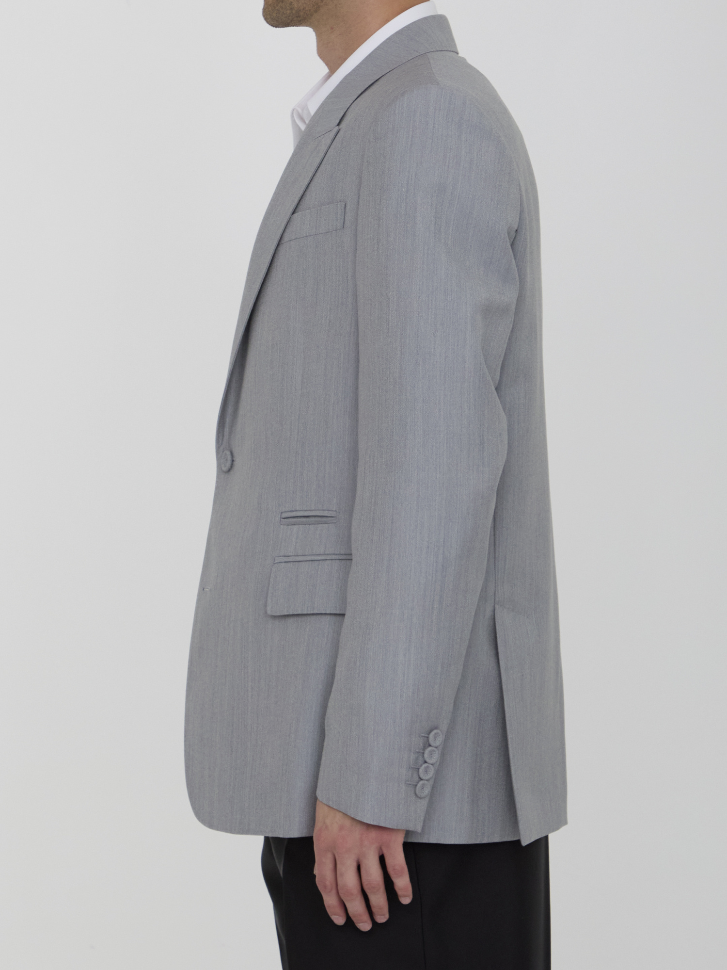 Dior Long-sleeved Suit Coat In Gray
