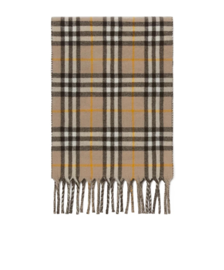 Burberry Reversible Ekd Check Cashmere Scarf In Brown