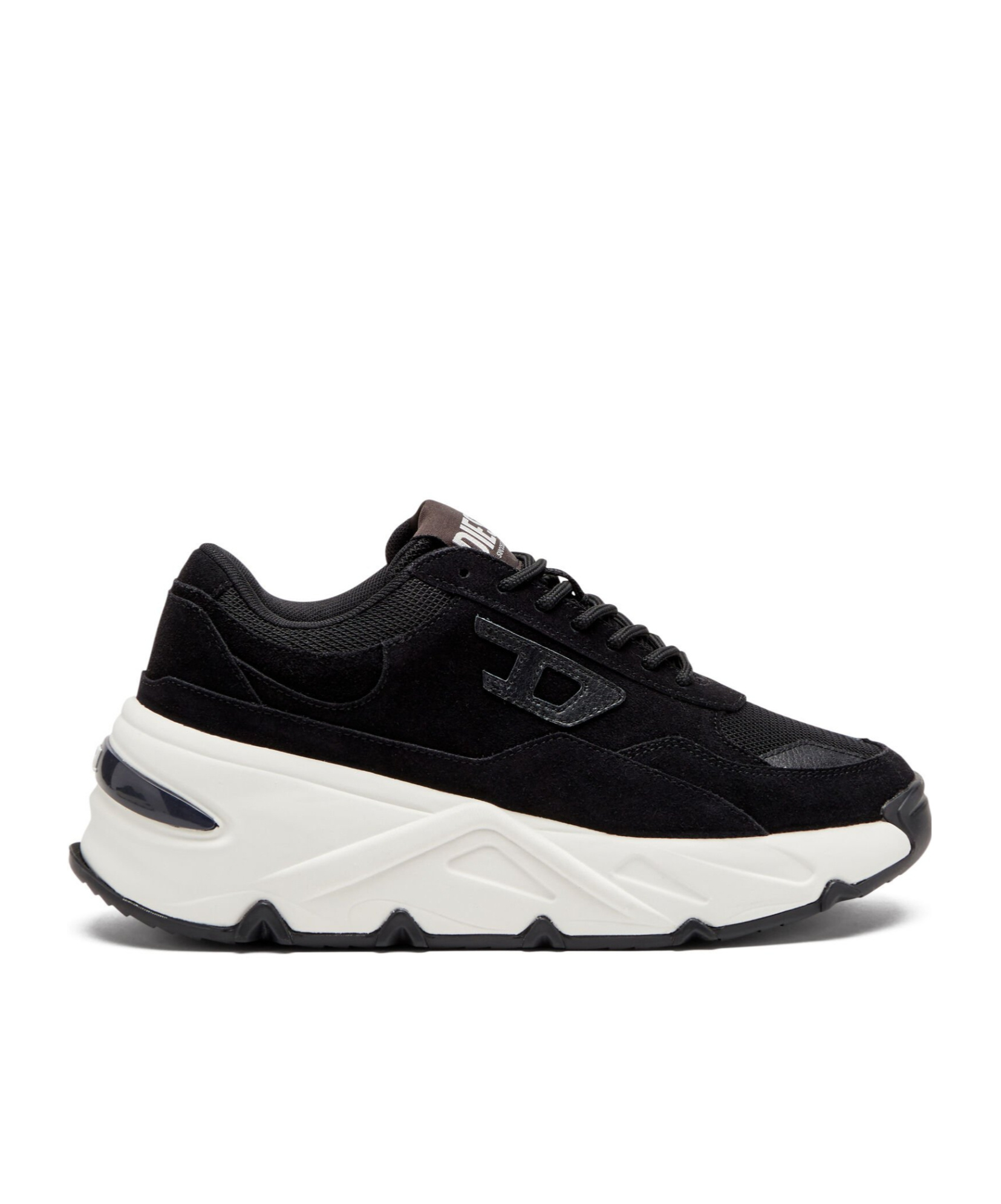 Diesel S-savannah-platform Sneakers In Suede And Mesh In Black