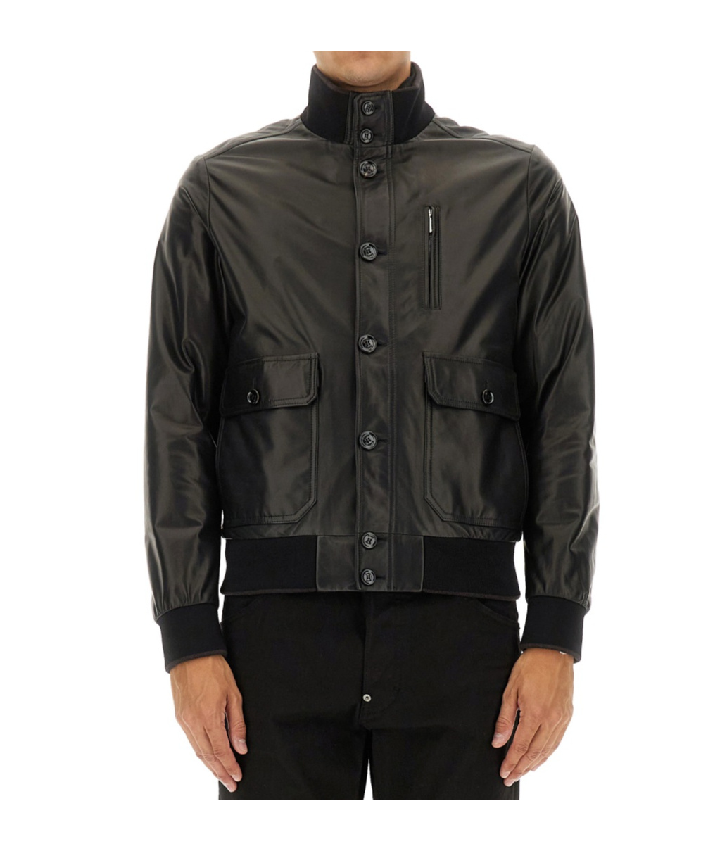 Moorer Buttoned High Neck Jacket In Black