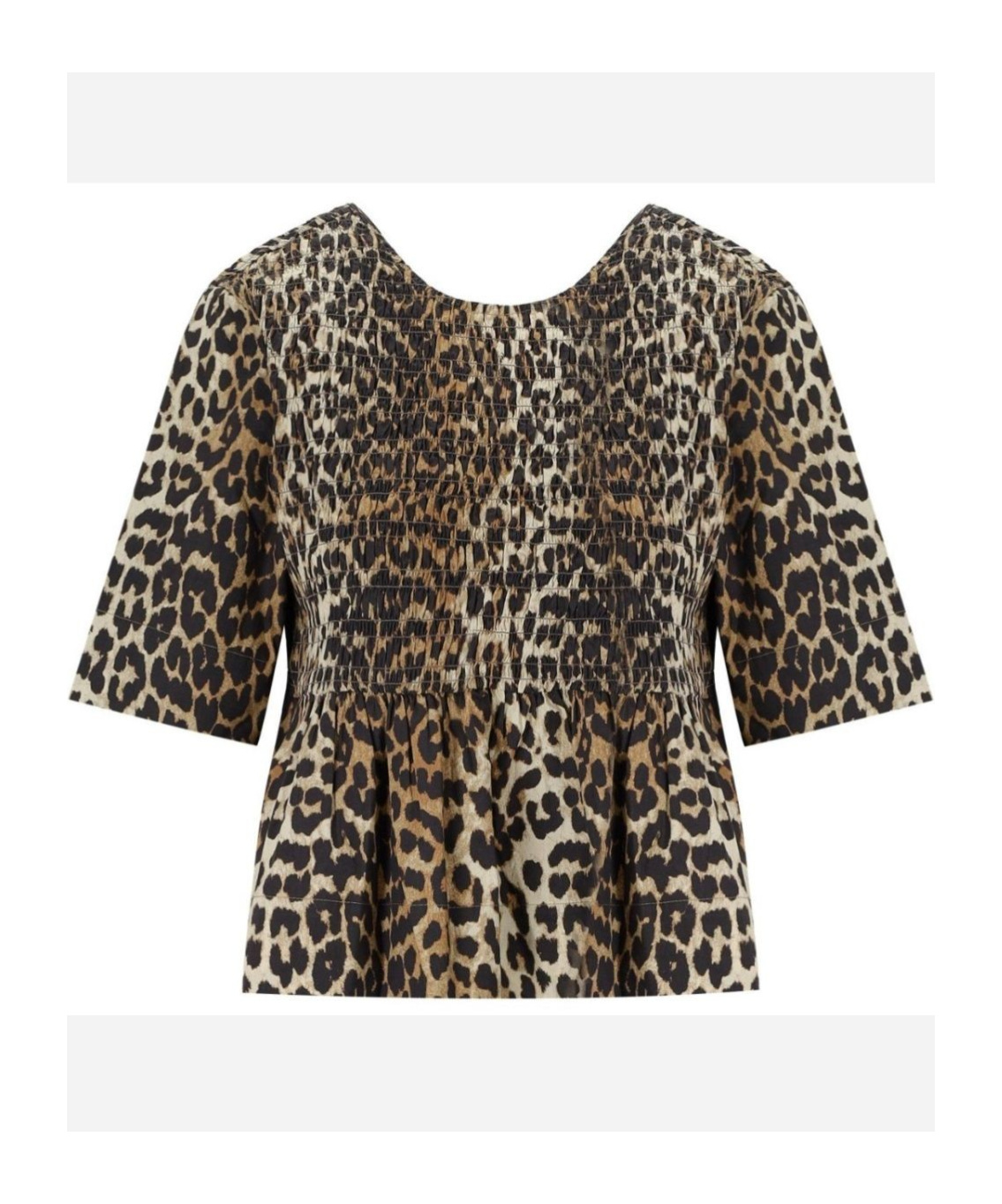 Shop Ganni Smock Leopard Printed Blouse In Black
