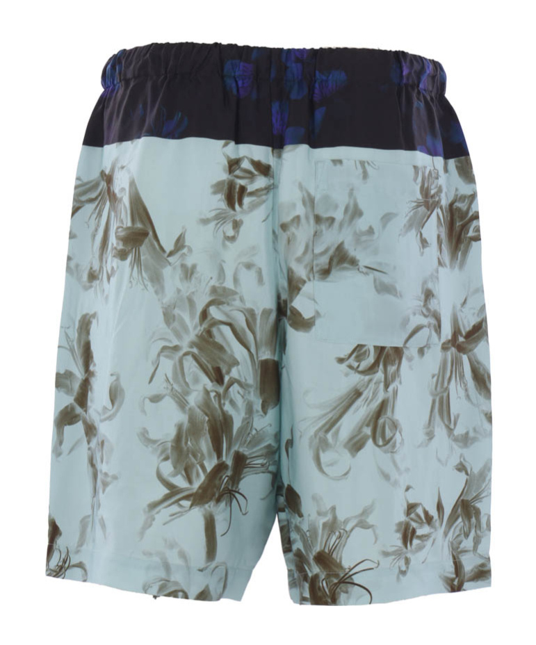 Dries Van Noten Floral Printed Drawstring Shorts In Blue