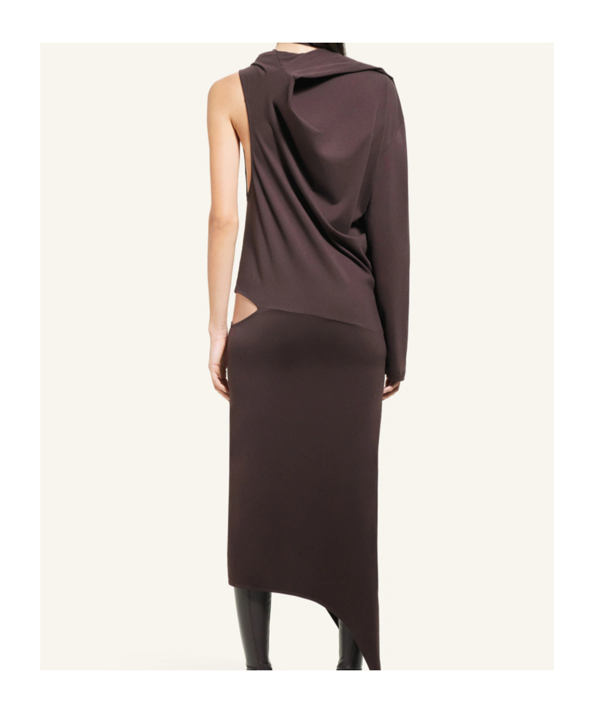 Courrèges Asymmetric Cotton Jersey Dress In Black