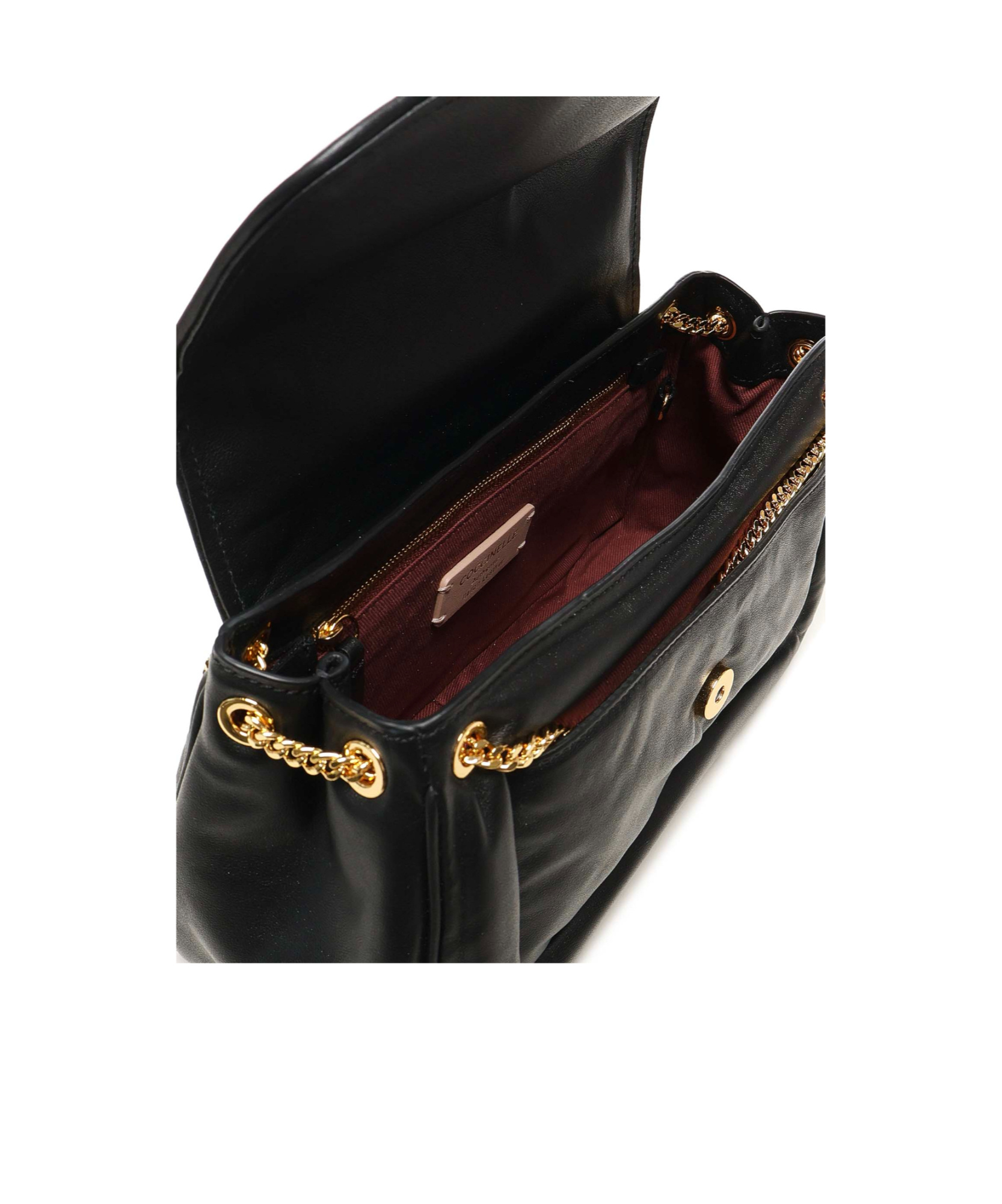 Coccinelle C-me Fluffy Chain Linked Shoulder Bag In Black