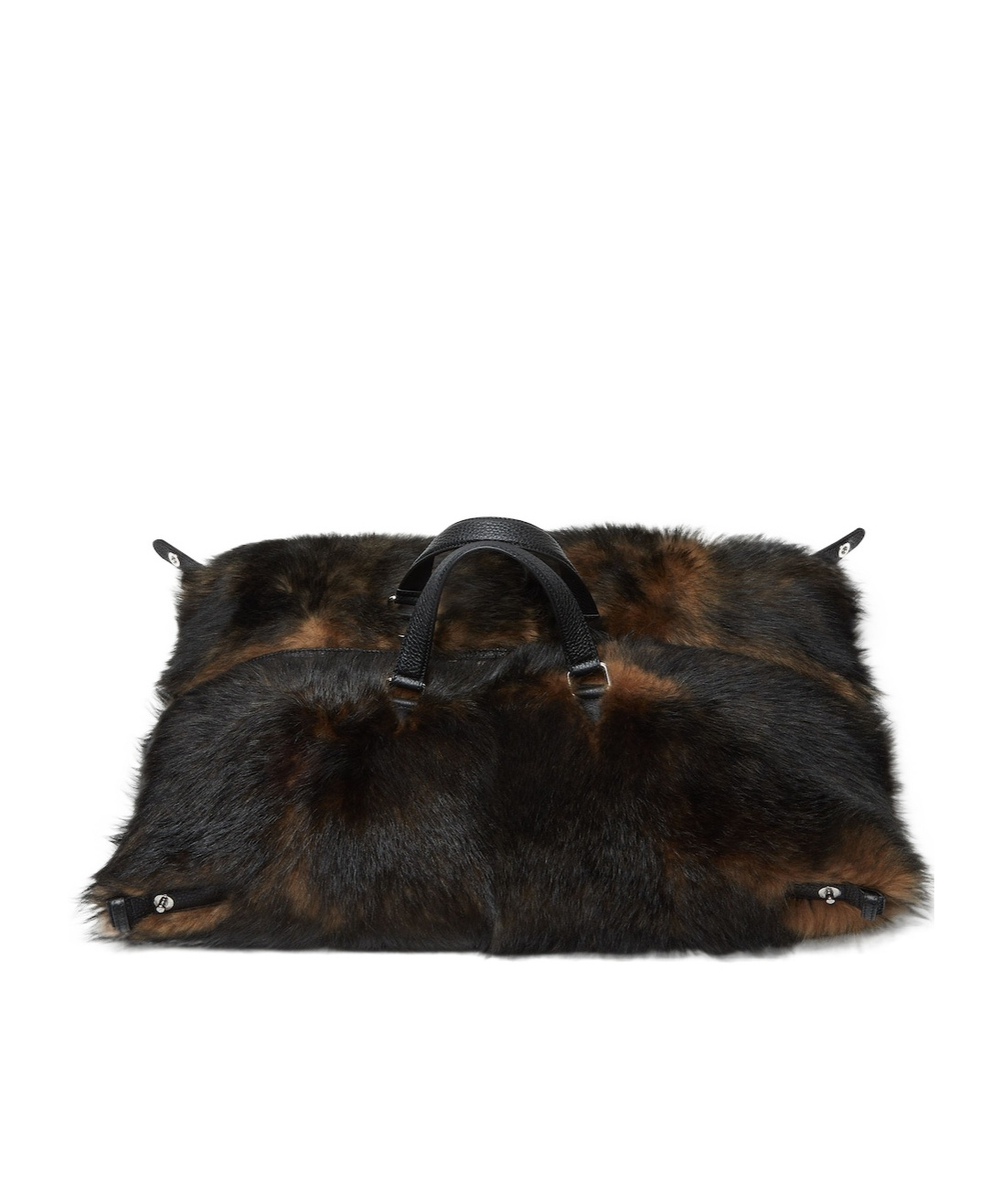 Fendi Black And Brown Shearling Bag In Black