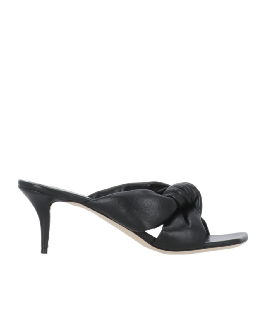 Fabiana Filippi Leather Sandals With Braided Front And Kitten Heel In Black