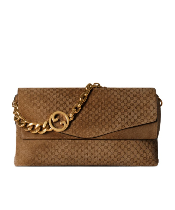 Gucci Large Shoulder Bag With Chain In Brown