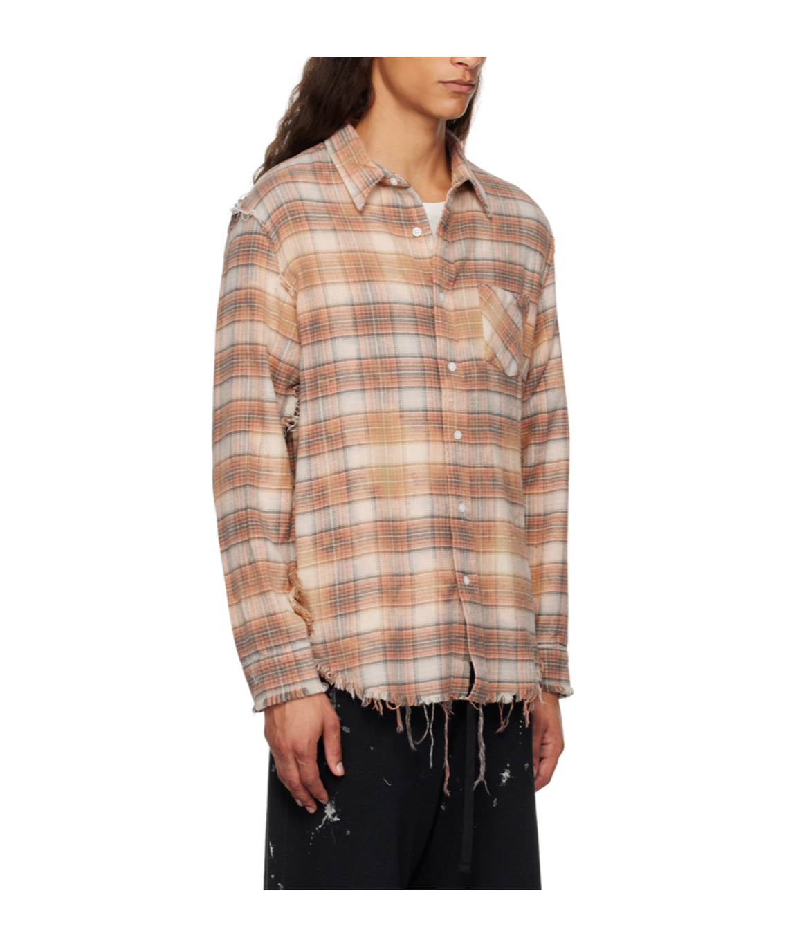 R13 Shredded Seam Shirt In Nude