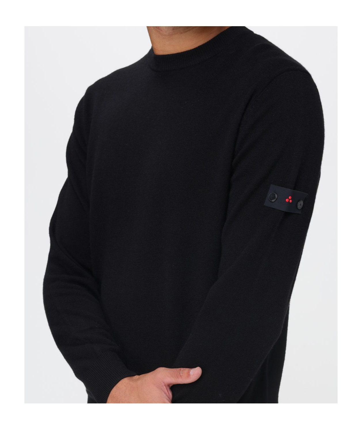 Peuterey Solid Blue Sweater With Round Neckline In Black