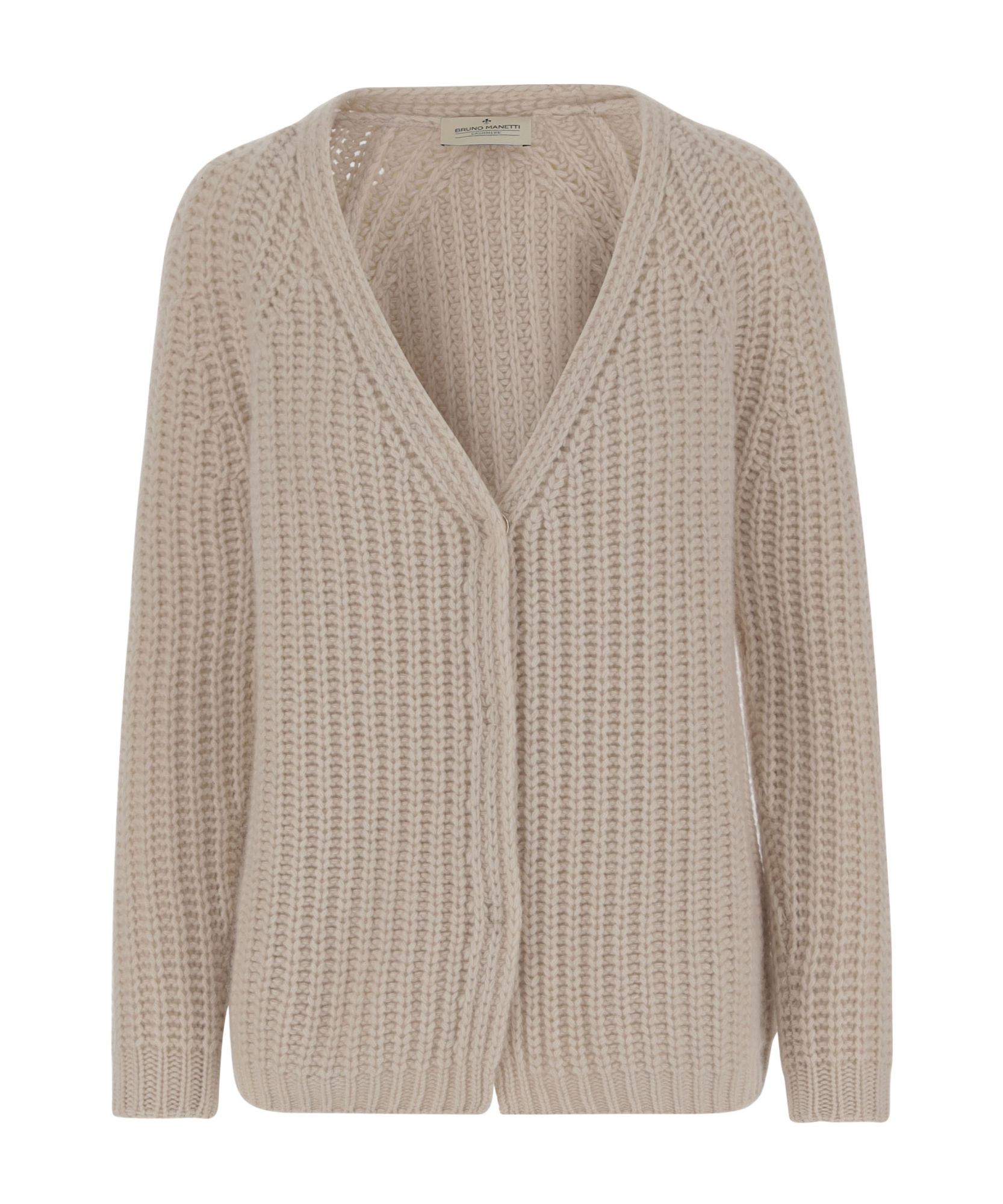 Bruno Manetti Long-sleeved Knitted Cardigan In Nude