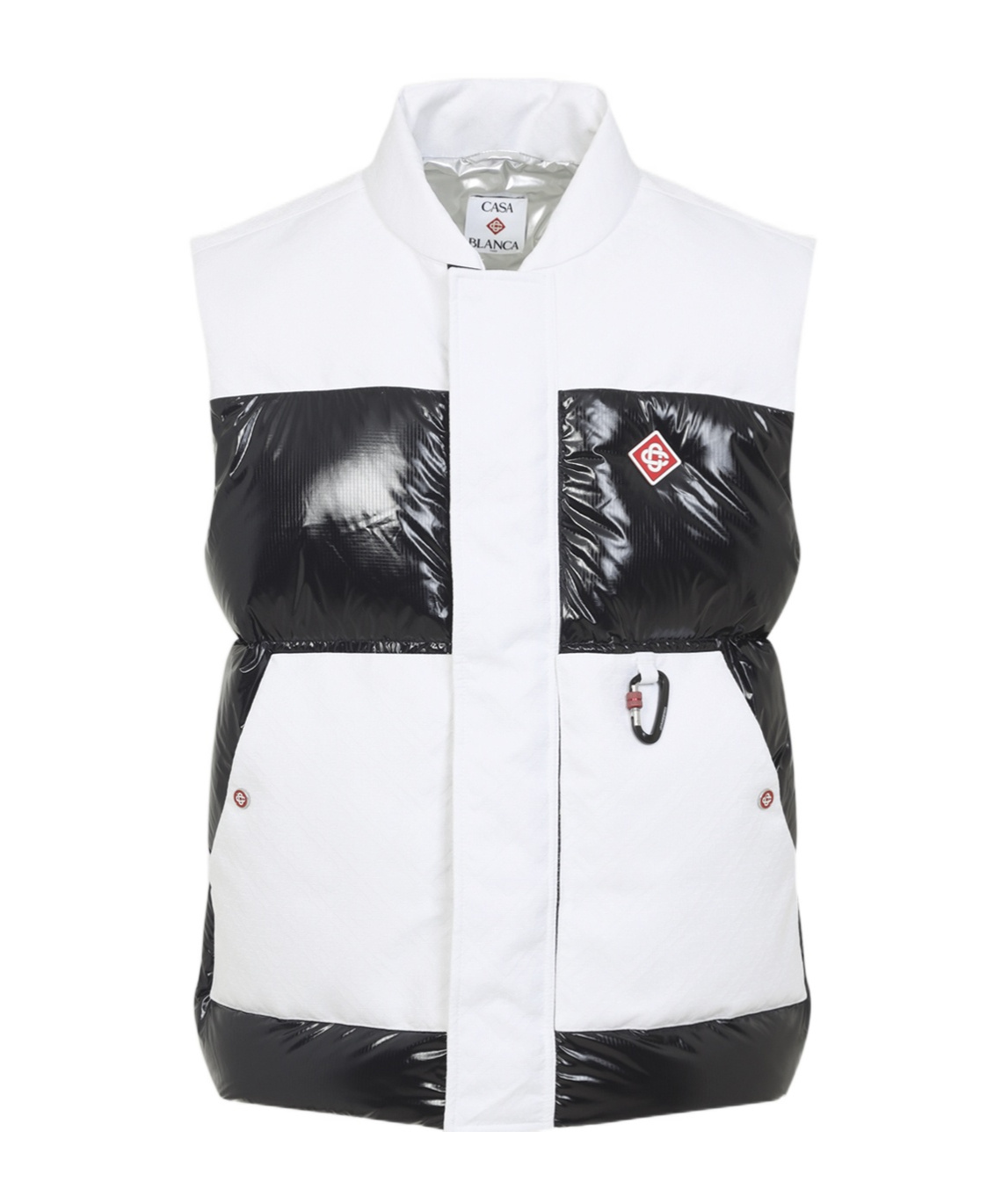 Casablanca Color-block Black Down Vest With Stand-up Collar In White