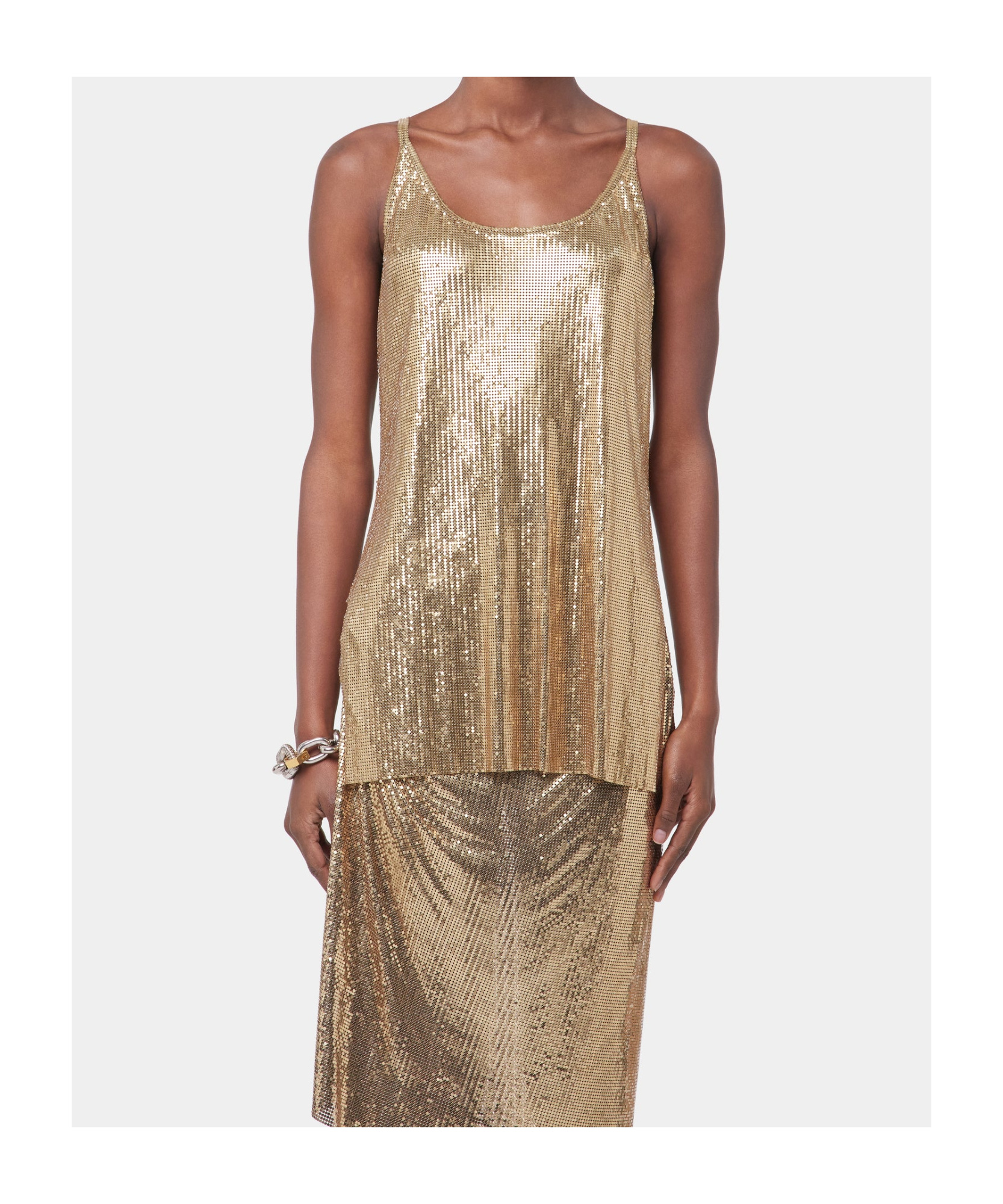 Rabanne Paco Haut Mini Mesh Printed Recto Verso In Nude