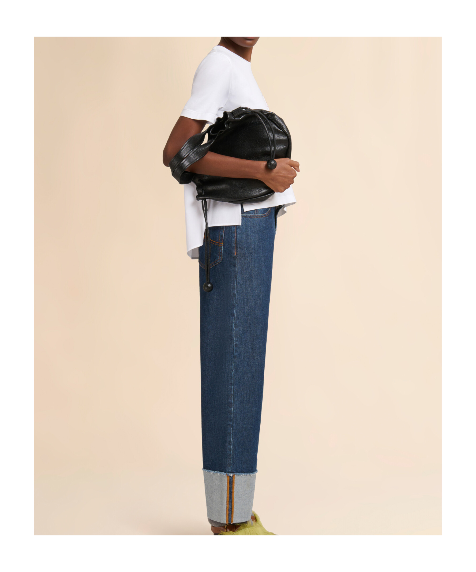 Marni Mending Logo Cotton Poplin Pocket T-shirt In White